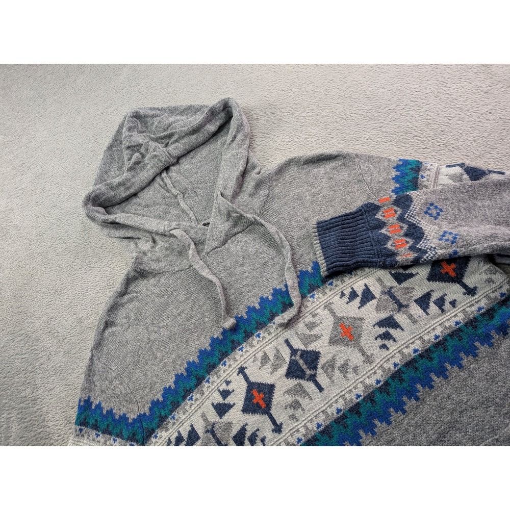 American Eagle Womens Gray Southwestern Knit Hoodie Sweater Small 7725921646